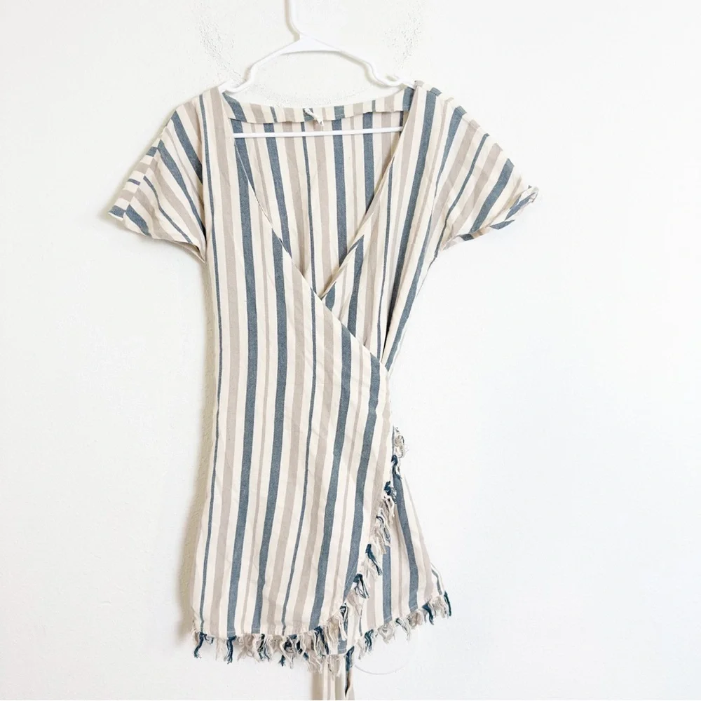 Tularosa didion wrap fringe striped mini dress - Picture 2 of 5
